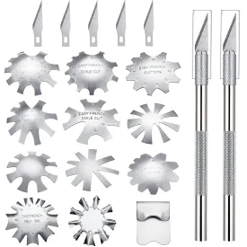 12 Pieces French Nail Trimmer Smile Line Cutter Edge Manicure Stainless Steel French Tip Cutters DIY Plate Module with 2 Handles French Tip Cutting Knife and 5 Spare Blade for Acrylic Nail (Silver) Silver