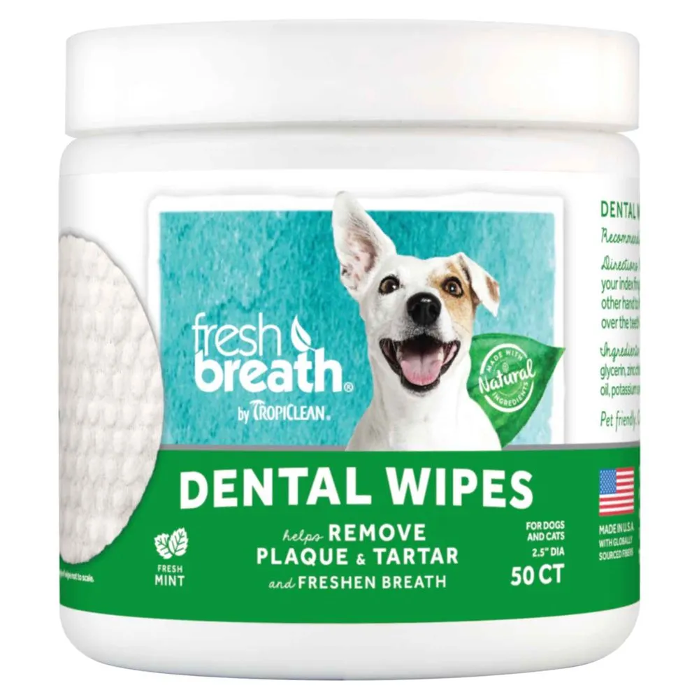 15% OFF (BBD Feb 2025): Tropiclean Fresh Breath Dog Dental Wipes 50pcs