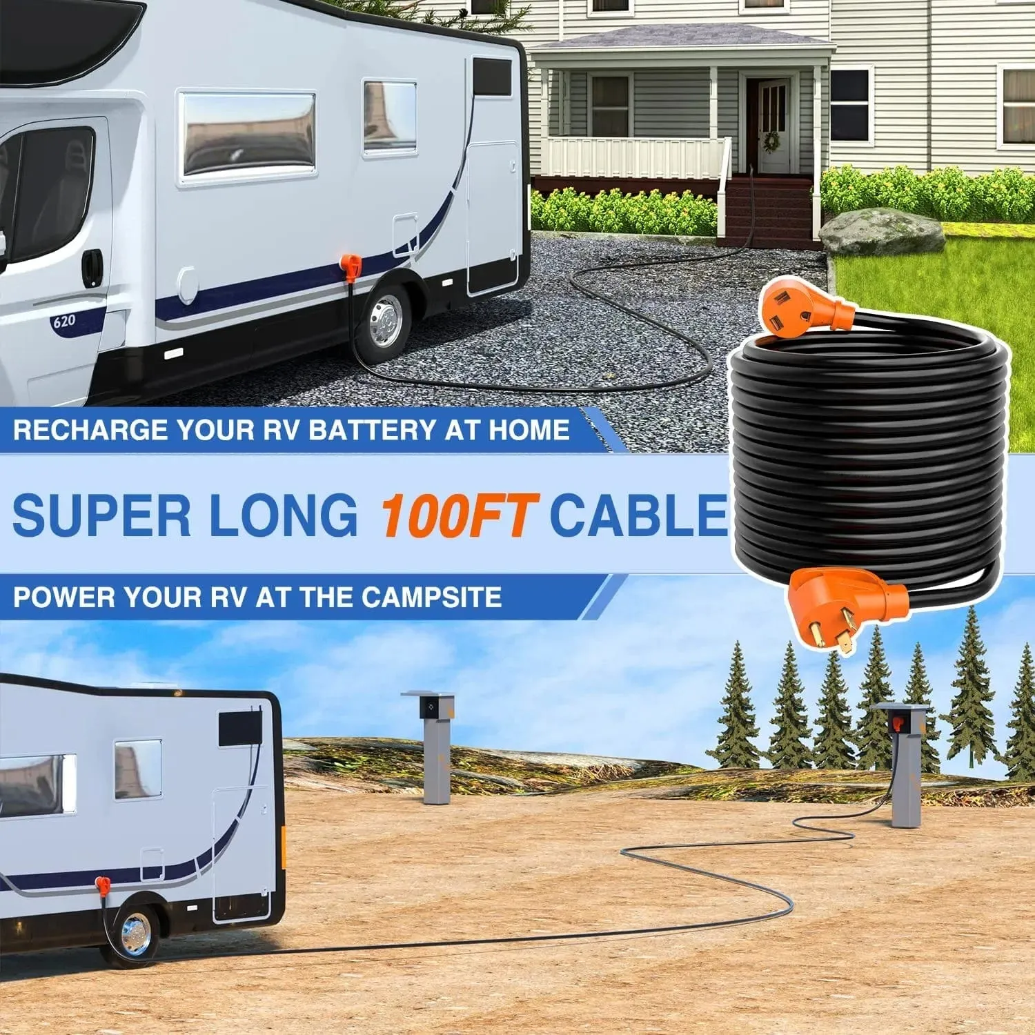 30Amp RV 100FT Extension Cord Drag Tool