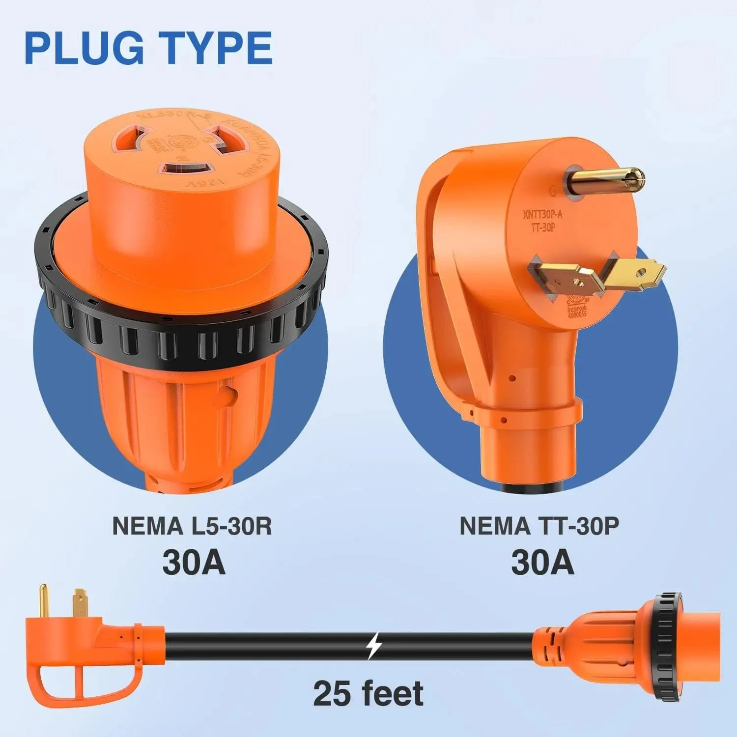30Amp RV 25FT Locking Extension Cord Drag Tool