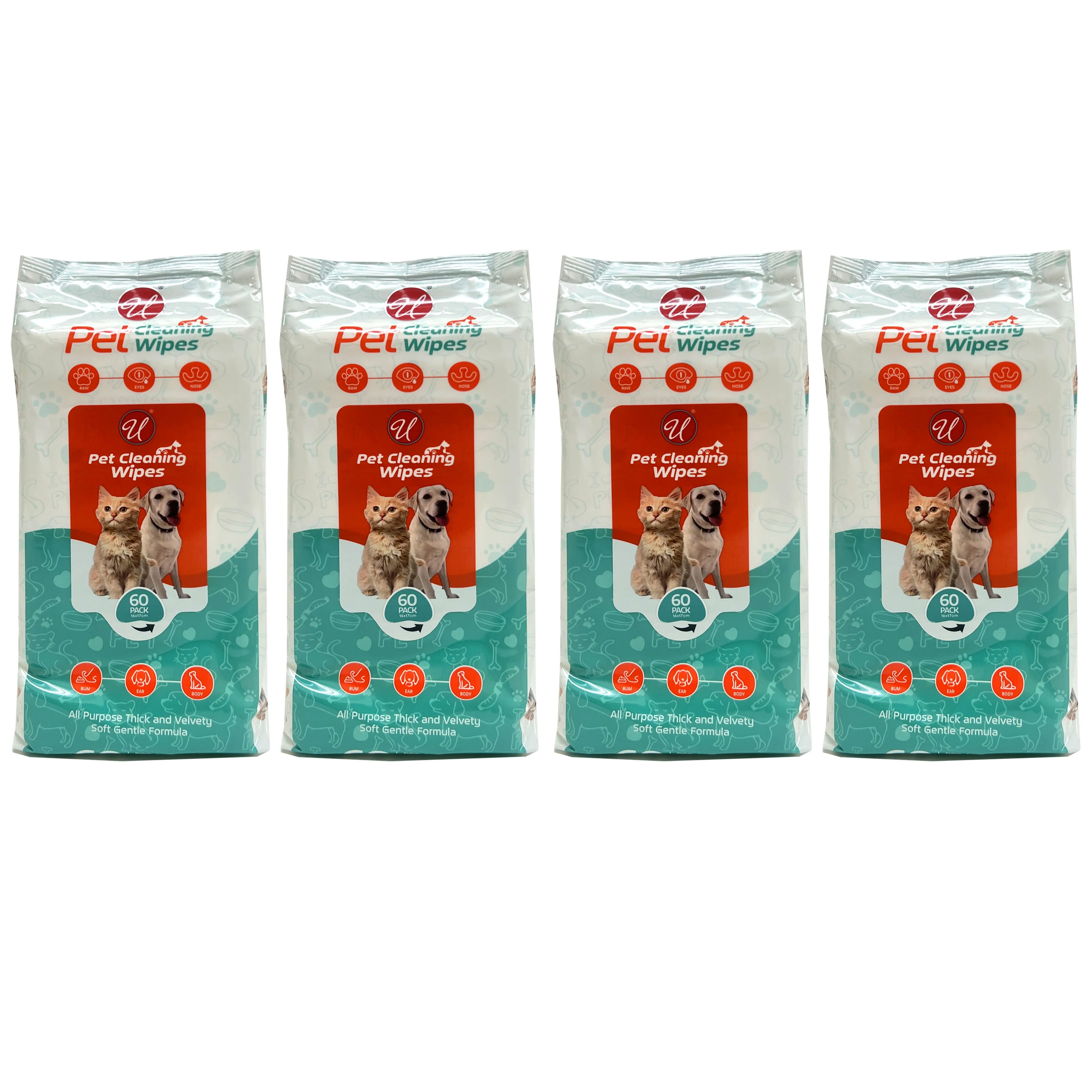 4 Pk Pet Cleaning Wipes Dog Cat Grooming Deodorize Hypoallergenic Dry Bath 240ct