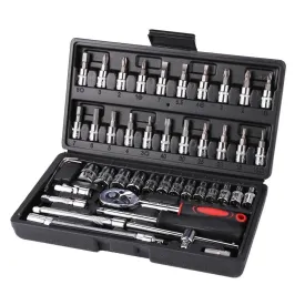 46Pcs Socket Wrench Set, CR-V Steel, High Torque, Quick-Release Ratchet, Versatile Automotive & Household Tools