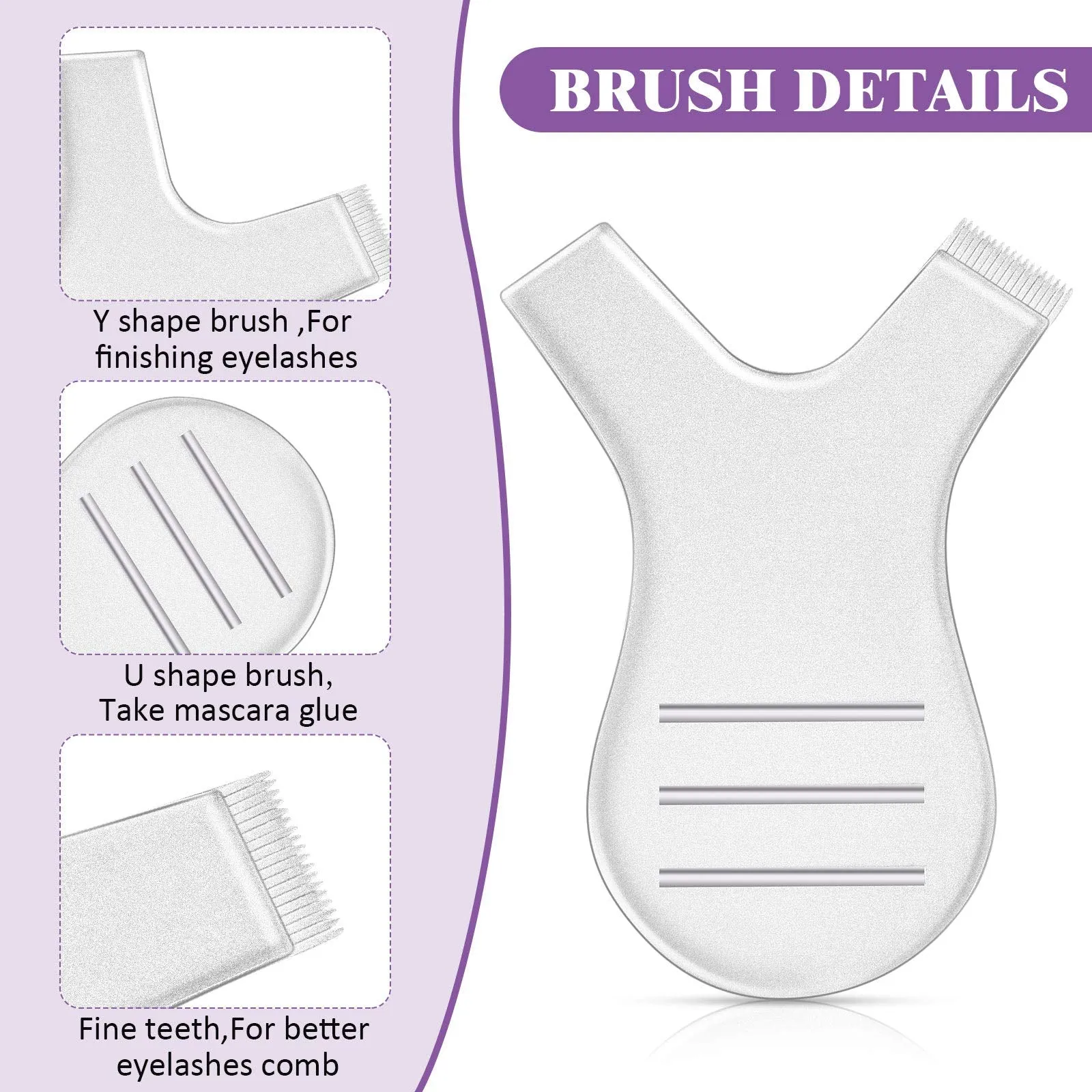48 Pieces Y Shape Eyelash Brush Eyelash Lift Brush Makeup Beauty Tool for Lash Graft Brush Eyelash Extension Cleanup Supplies