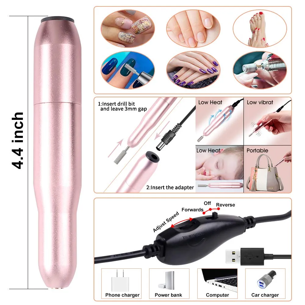 86PCS Portable USB Electric Nail Drill Set Polish Pen File Kit, 48W UV LED Nail Lamp Gel Manicure Dryer Lamp, Acrylic Nail 3D Art Drill Dryer Manicure Supplies, Nail Files Tool Polish Decorating