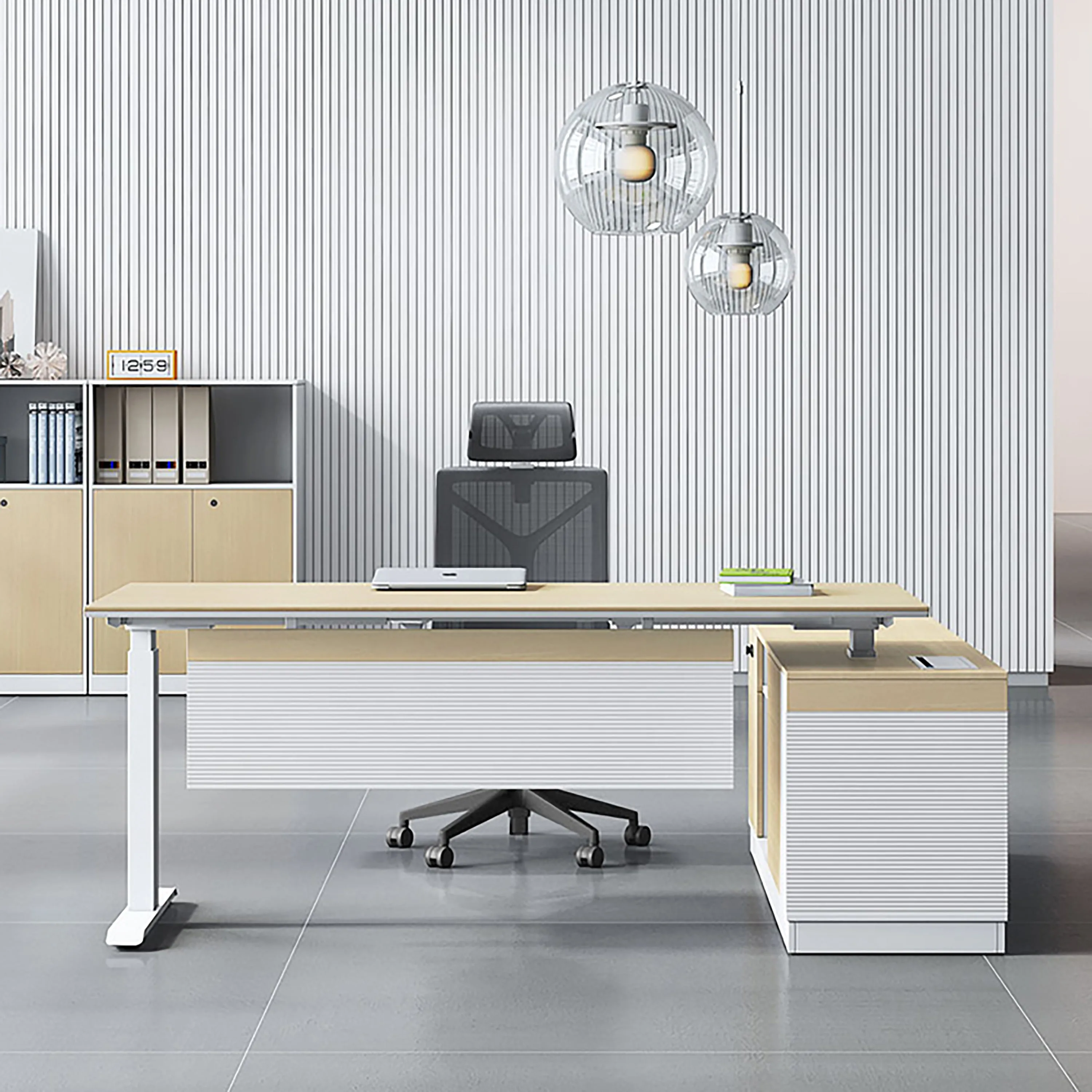 ADJUSTABLE HEIGHT L SHAPE DESK