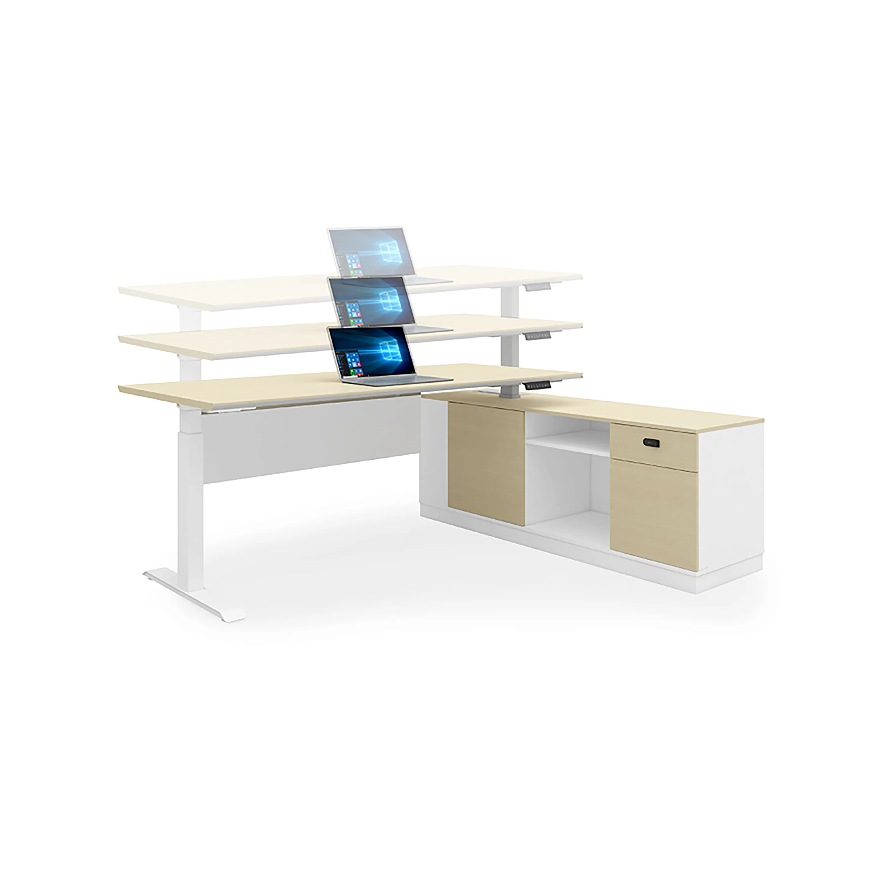 ADJUSTABLE HEIGHT L SHAPE DESK