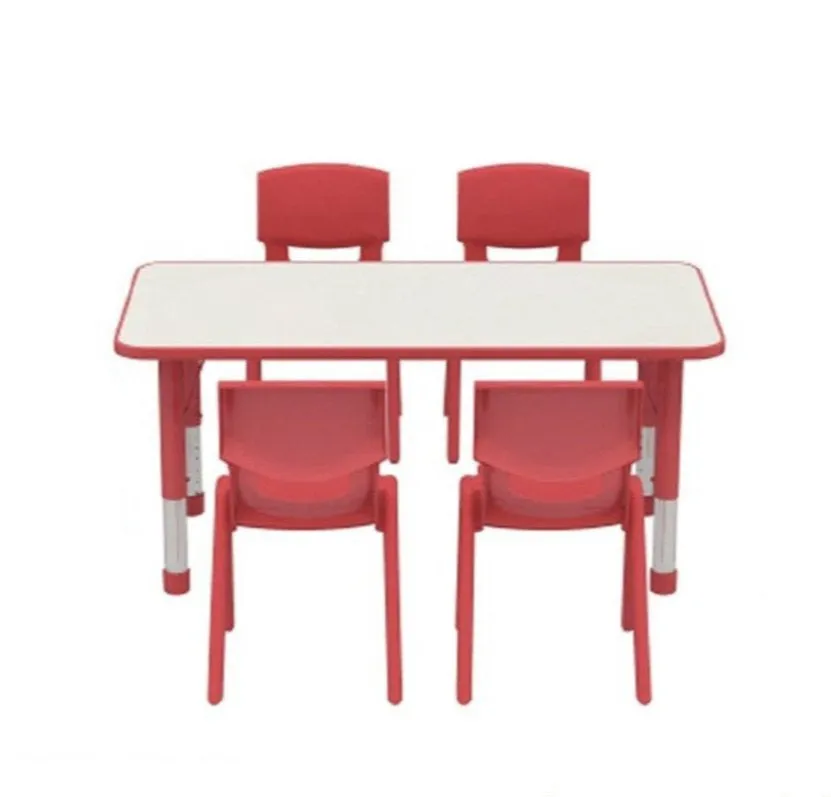 Adjustable Polyethylene Rectangular Table With White Table Top and Chairs - All Heights and Colours
