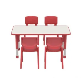 Adjustable Polyethylene Rectangular Table With White Table Top and Chairs - All Heights and Colours