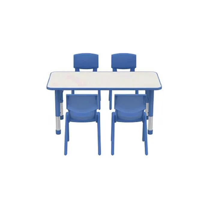 Adjustable Polyethylene Rectangular Table With White Table Top and Chairs - All Heights and Colours