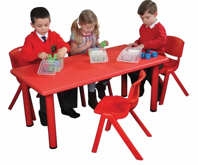 Adjustable Rectangle Table Red 40cm-60cm