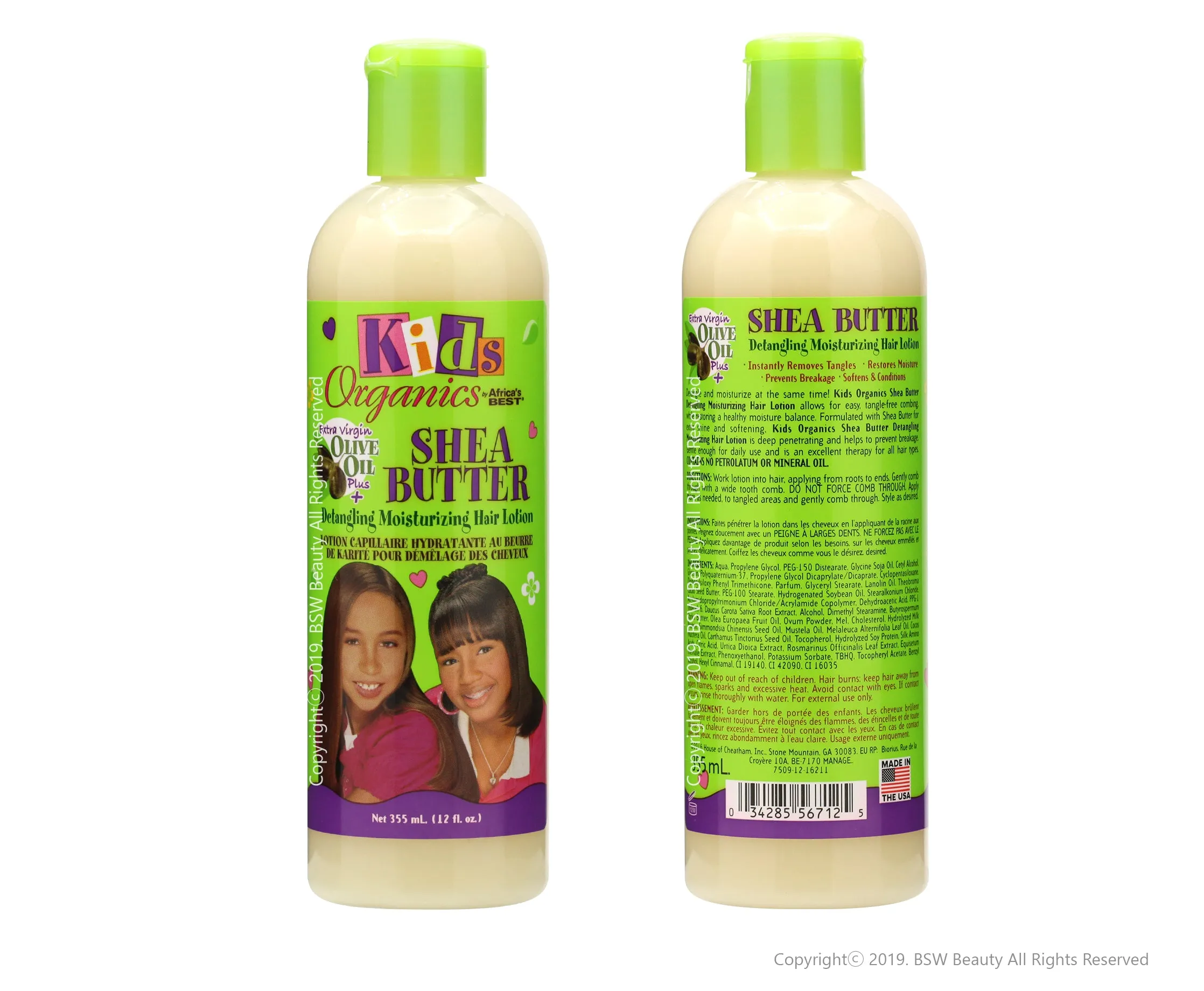 AFRICA'S BEST KIDS ORIGINALS SHEA BUTTER DETANGLING MOISTURIZING HAIR LOTION 12oz