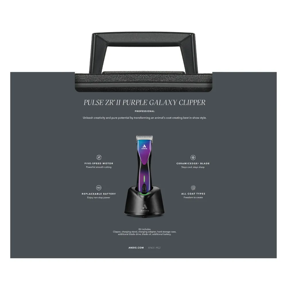 Andis Pulse ZR II Cordless 5 Speed - with 2 Batteries and Case - GALAXY