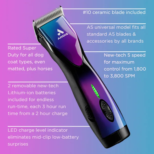 Andis Pulse ZR II Cordless 5 Speed - with 2 Batteries and Case - GALAXY