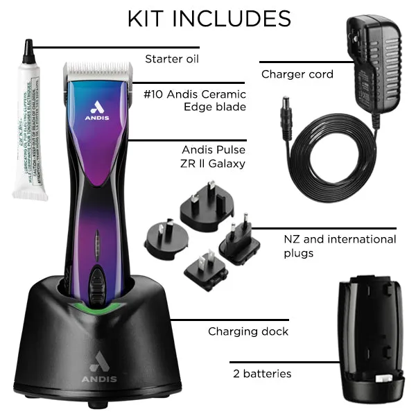 Andis Pulse ZR II Cordless 5 Speed - with 2 Batteries and Case - GALAXY