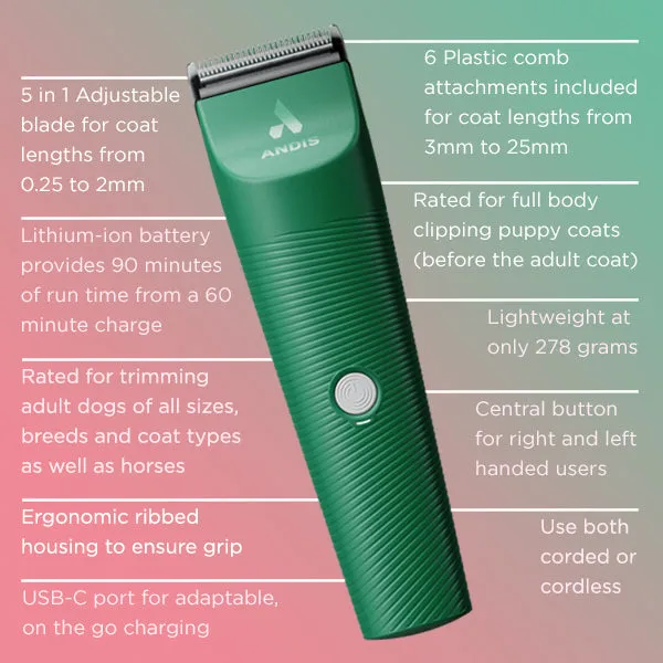 Andis Vida Cordless 5 in 1 Trimmer Clipper - Green