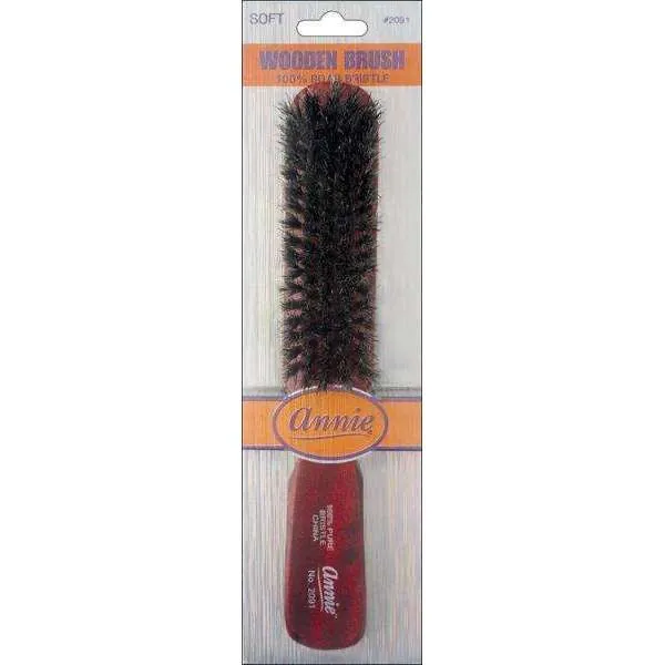 ANNIE SOFT WOODEN 100% BOAR BRISTLE BRUSH