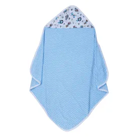Baby Hooded Towel - Muslin Hood - Blue Stripes