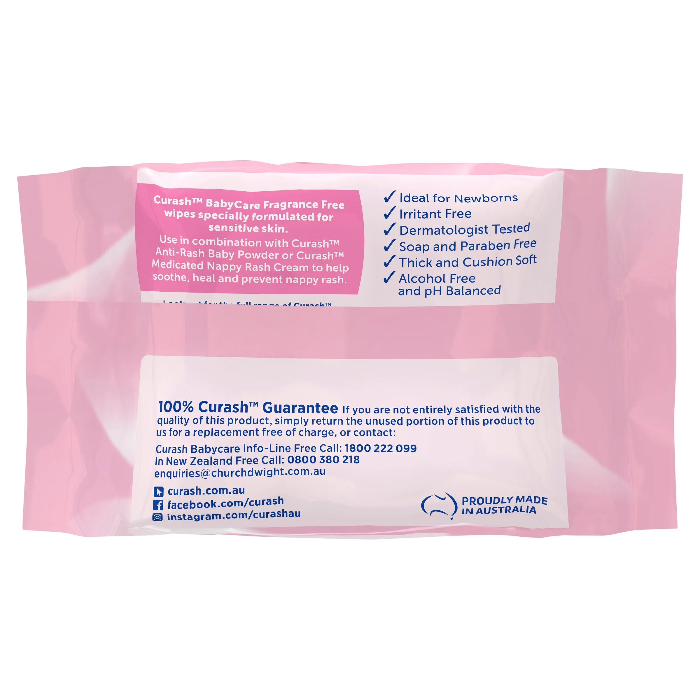 Curash Babycare Fragrance Free Baby Wipes 20 Pack