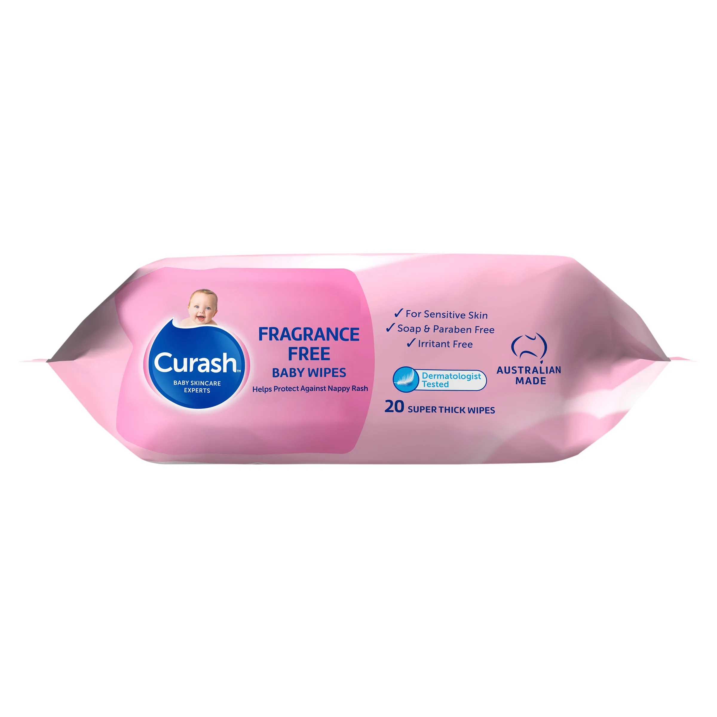 Curash Babycare Fragrance Free Baby Wipes 20 Pack