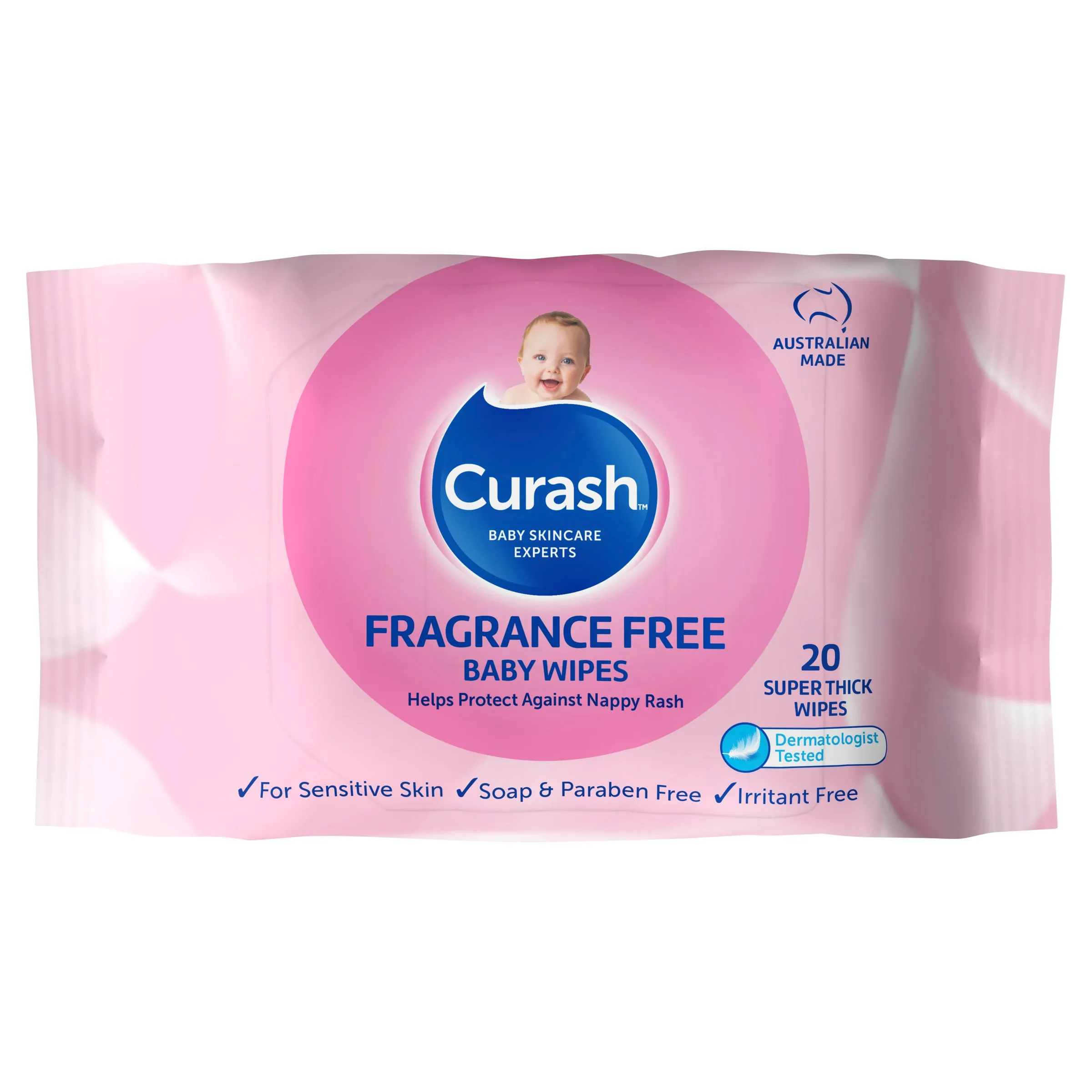 Curash Babycare Fragrance Free Baby Wipes 20 Pack