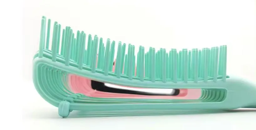 Detangling Hair Brush Adjustable Hair Styling Plastic Curly Hair Brushes (Black)