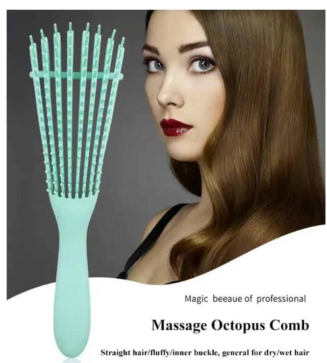 Detangling Hair Brush Adjustable Hair Styling Plastic Curly Hair Brushes (Black)