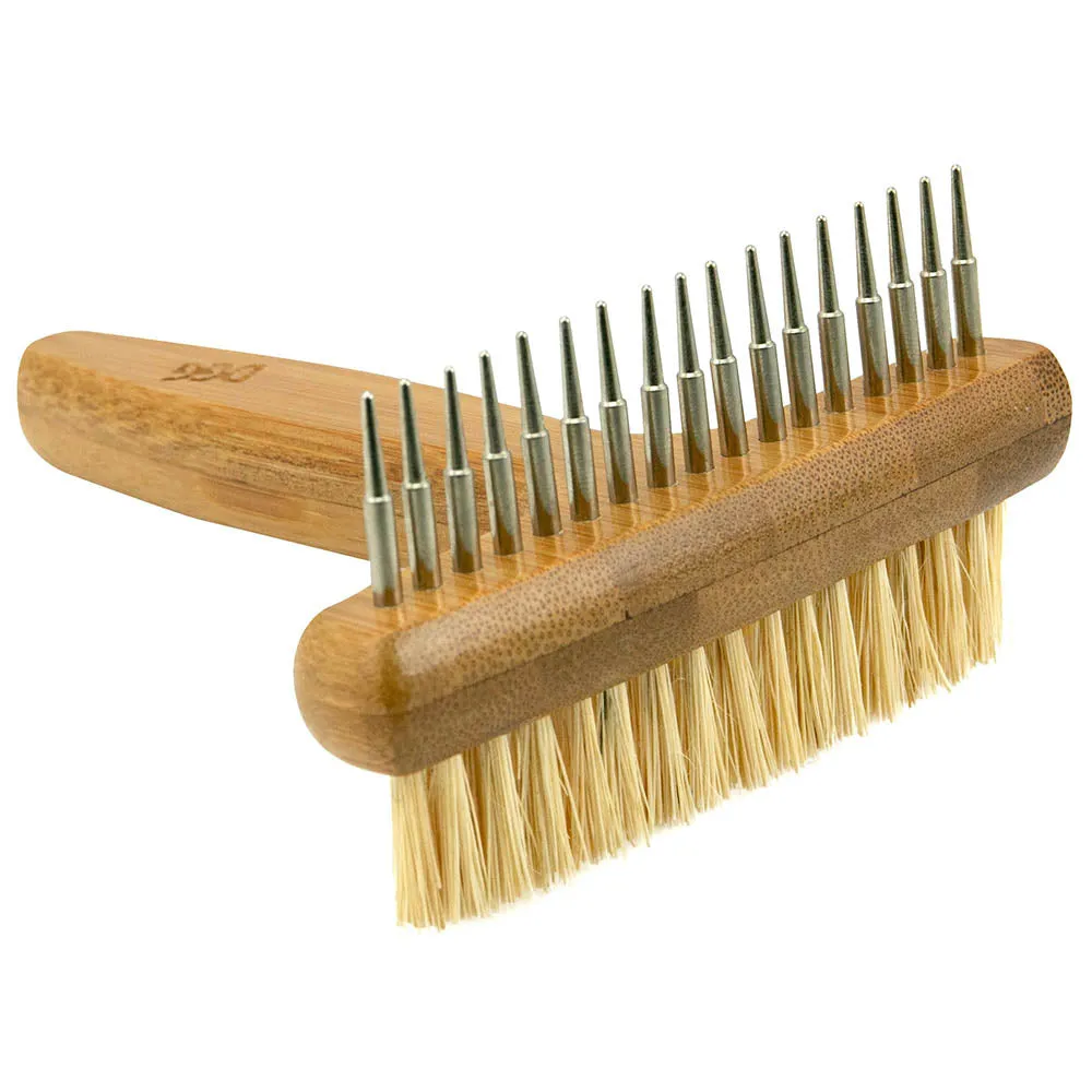 DGG Double Sided Hemp Bristle & Bamboo Shedding Rake