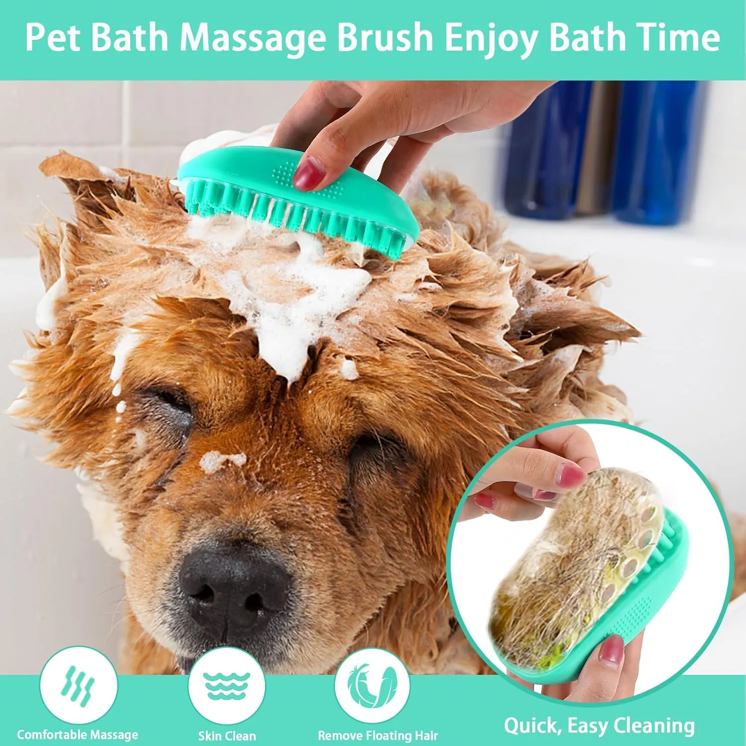 Dog Brush Kit for Grooming Short & Long Haired Dogs & Cats, 5 in 1 Pet Grooming Set for Small Animals, 5 PCS Puppy Self-Cleaning Slicker Brush and Pet Comb for Shedding Medium & Large Dogs