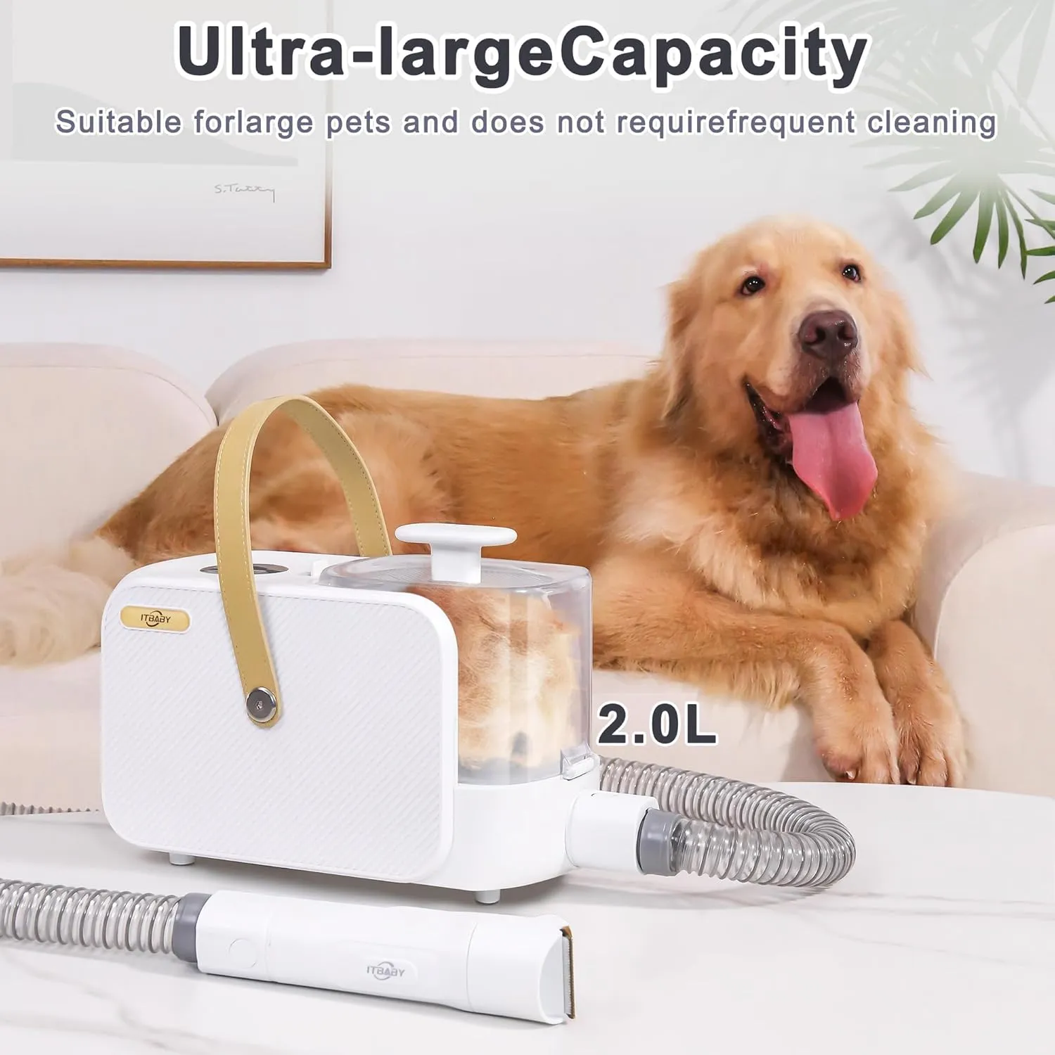 Dog Grooming Kit, Pet Grooming Kit & Vacuum Suction 99% Pet Hair Groomer, Professional Grooming Clippers with 8 Proven Grooming Tools for Dogs Cats, Quiet Pet Vacuum Groomer (White)