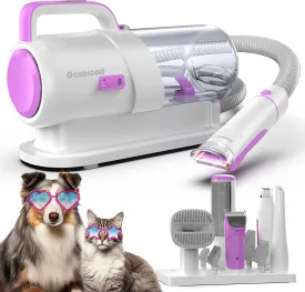 Dog Grooming Vacuum Kit, 5 in 1 Pet Hair Grooming Tools 13000Pa 2.2L Dust Cup with Clippers for Dogs Cats Shedding Brush Remover at Home Purple
