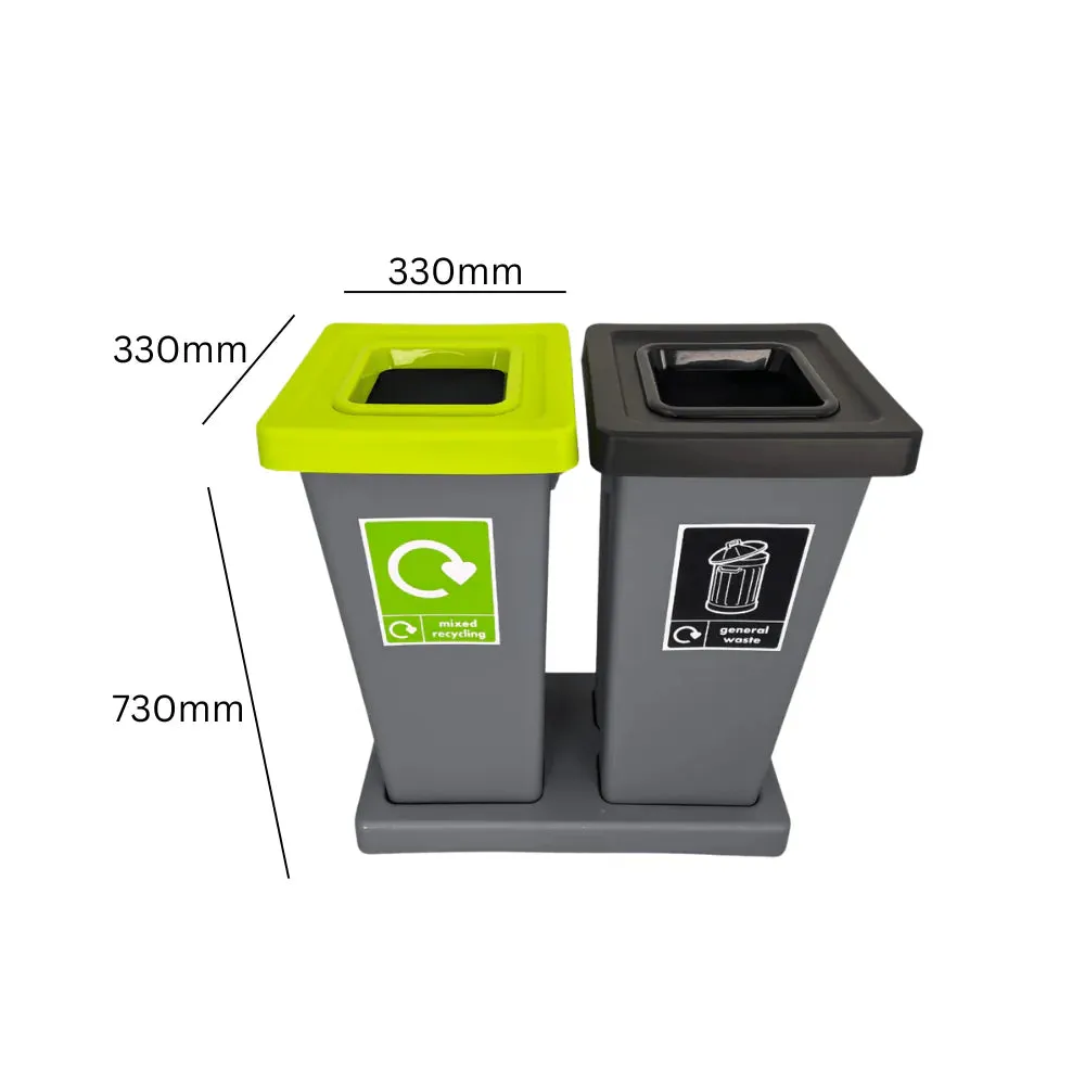 Double Internal Recycling Station - 2 x 50 Litre with Tray