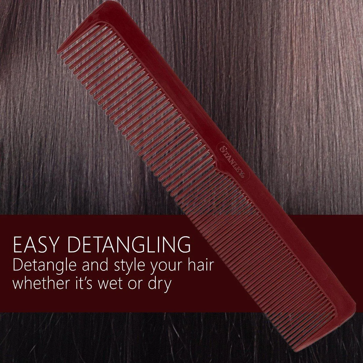Essentials Ladies Comb, Dual Sided Coarse and Fine Tooth Design - Mulberry