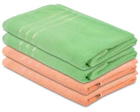 Heart Home Super Soft, Fluffy, Absorbent Cotton Baby, Kids Bath, Face Towel Perfect for Daily Use, 19"x38"- Pack of 4 (Green & Peach)