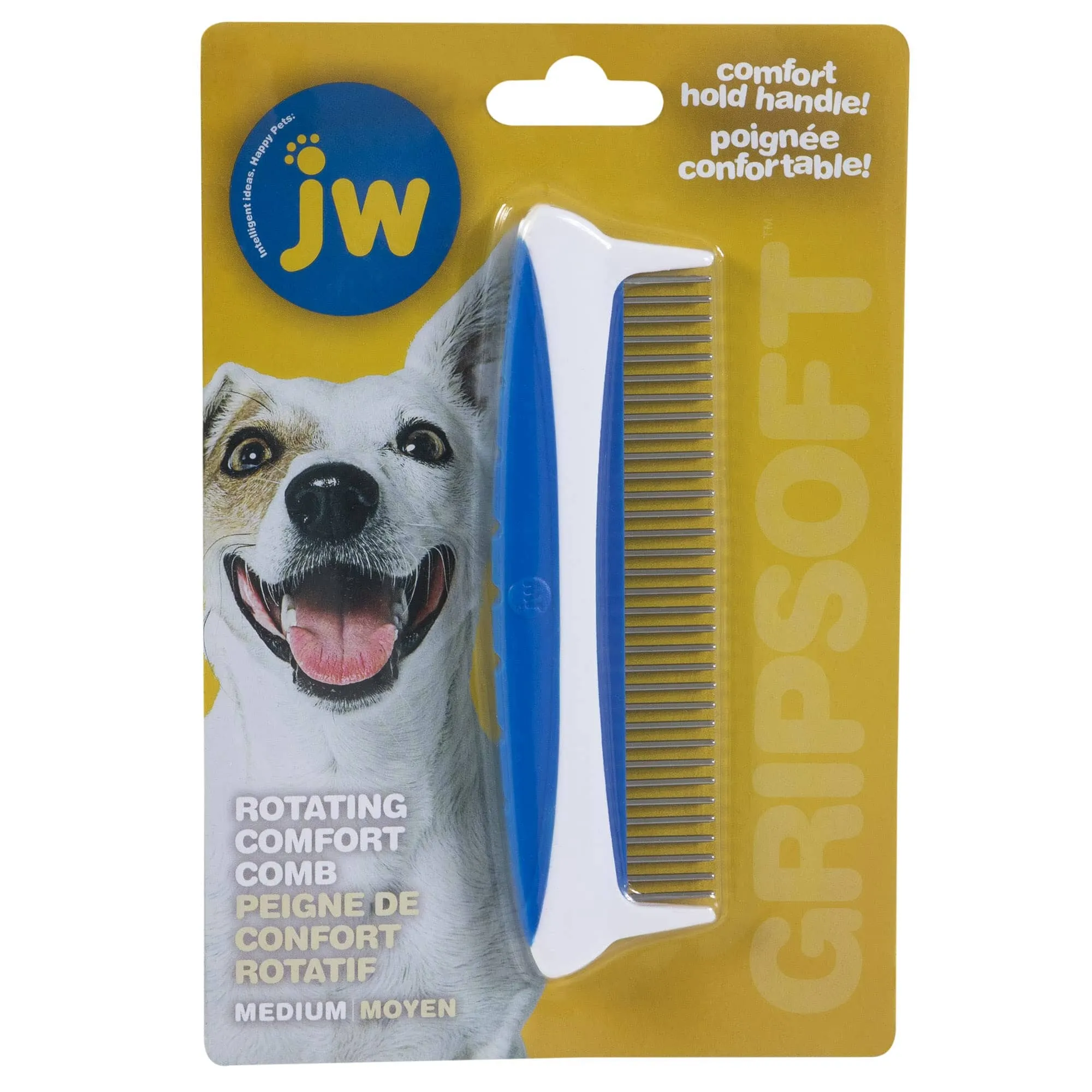 JW Pet Grip-Soft Rotating Comfort Dog Comb - Medium - 5 In