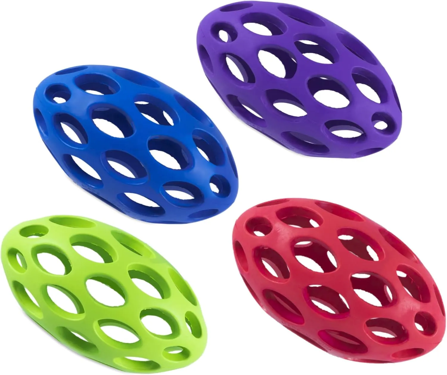 JW Pet Hol-ee Football Dog Toy Puzzle Ball, Natural Rubber, Small (5 Inch Length), Colors May Vary