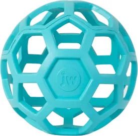 JW Pet HOL-ee Roller, Dog Toy Puzzle Ball, Natural Rubber, Large (5.5 Inch Diameter), Blue