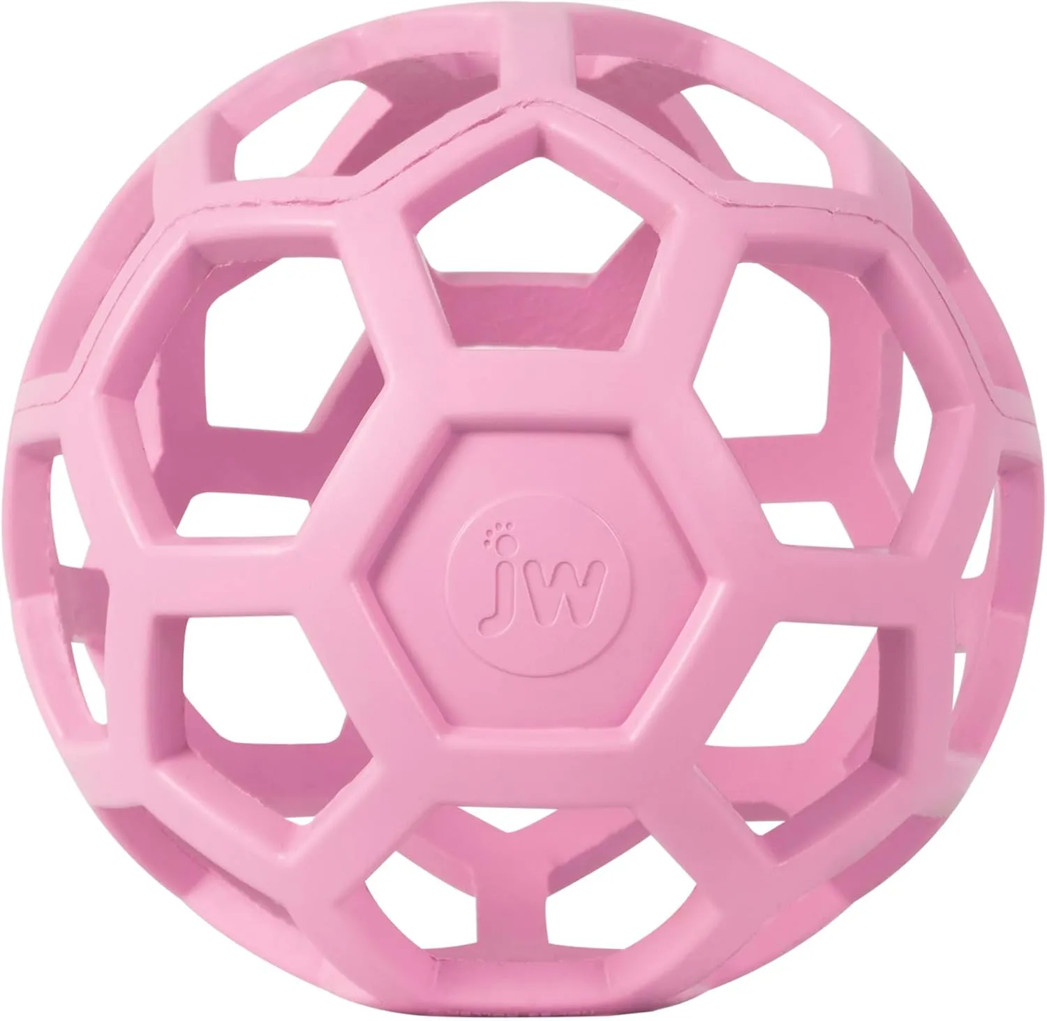 JW Pet HOL-ee Roller, Dog Toy Puzzle Ball, Natural Rubber, Large (5.5 Inch Diameter), Pink