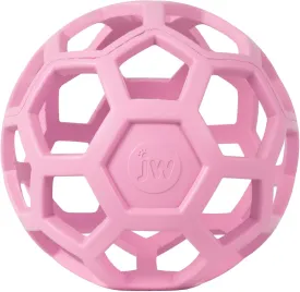 JW Pet HOL-ee Roller, Dog Toy Puzzle Ball, Natural Rubber, Large (5.5 Inch Diameter), Pink