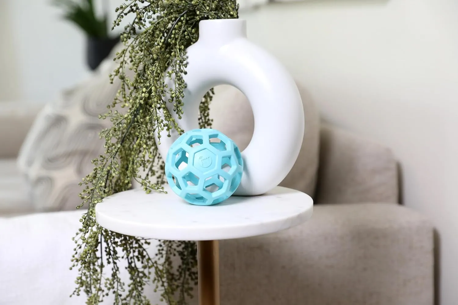 JW Pet HOL-ee Roller, Dog Toy Puzzle Ball, Natural Rubber, Small (3 Inch Diameter), Blue