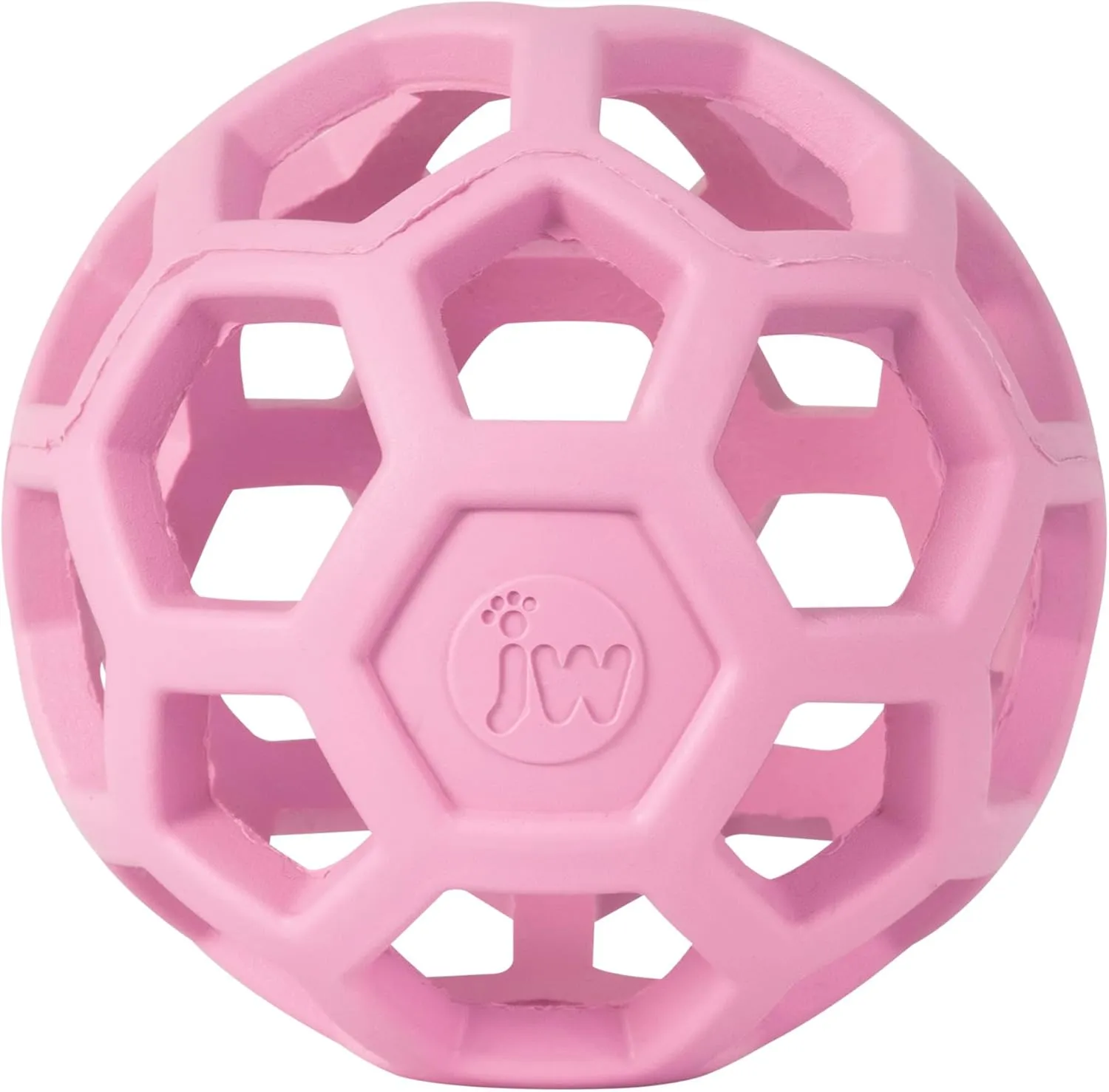 JW Pet HOL-ee Roller, Dog Toy Puzzle Ball, Natural Rubber, Small (3 Inch Diameter), Pink