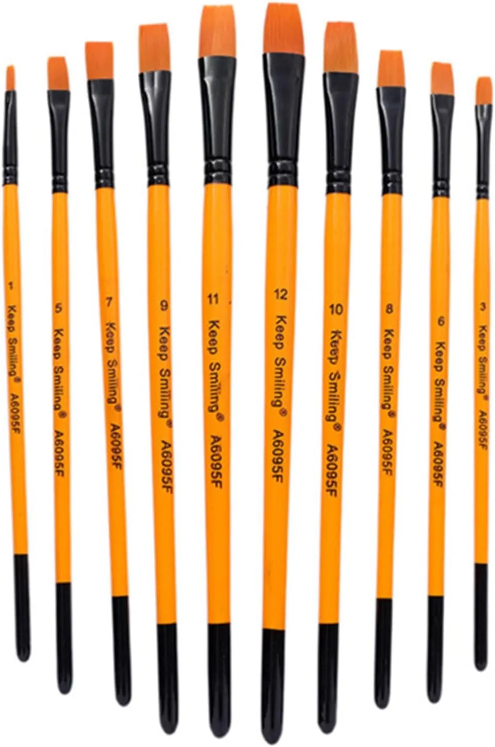 Keep Smiling Acrylic Flat Brush Pack Of 10