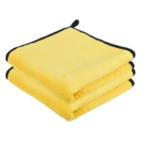 Kuber Industries Cleaning Towel|Microfiber Reusable Cloths|Highly Absorbent Washable Towel for Kitchen with Hanging Loop|Car|Window|40x40 Cm|Pack of 2 (Yellow)