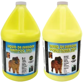 Liquid De-Shedder Shampoo and Conditioner Set Gallon by Wild Animal