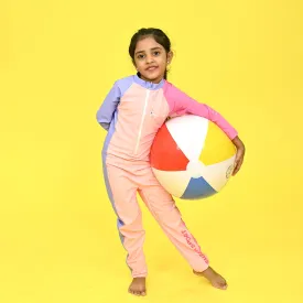 Little Surprise Box Pink Tri Colour Super Sport Swimwear for Toddlers & Kids with UPF 30 