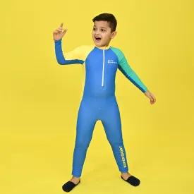 Little Surprise Box,Blue Tri Colour Super Sport Swimwear for Toddlers & Kids with UPF 30 