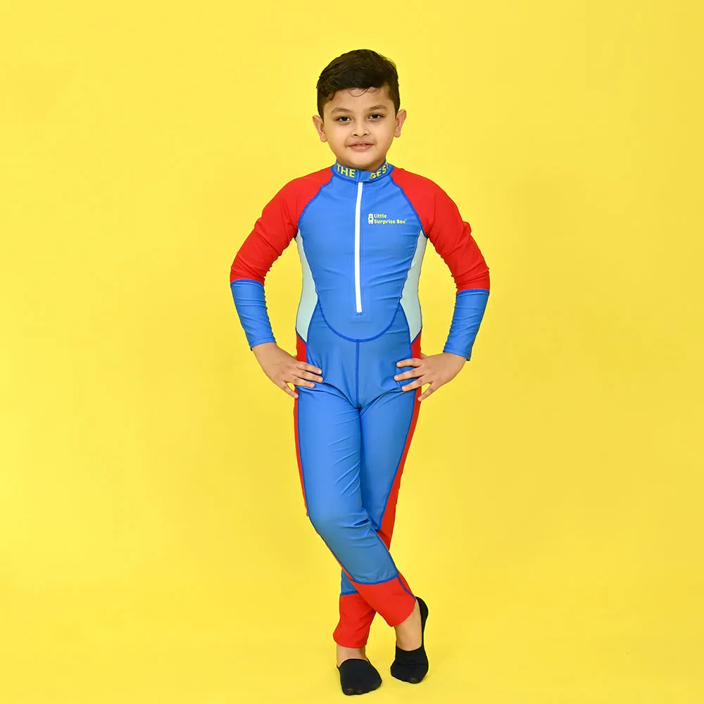 Little Surprise Box,LSB Blue & Red Full Length Swimwear for Teens & Adults with UPF 30 