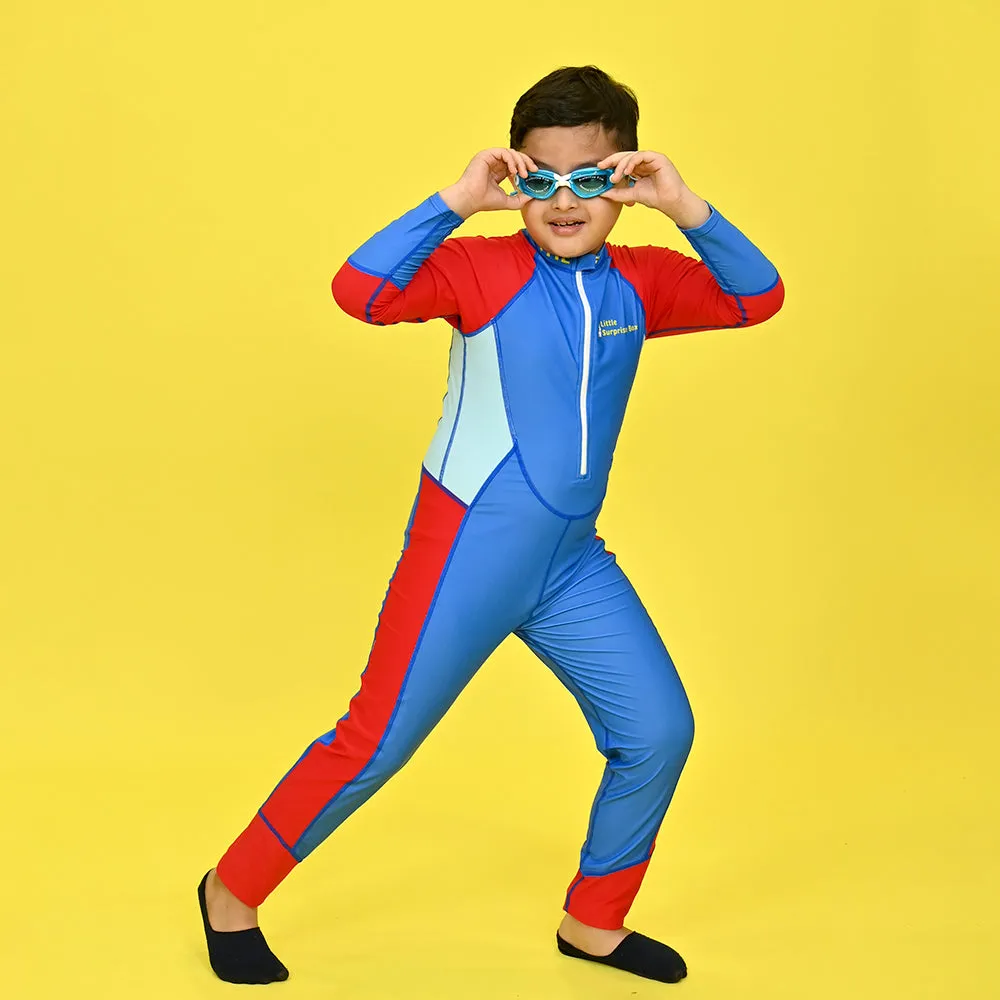 Little Surprise Box,LSB Blue & Red Full Length Swimwear for Teens & Adults with UPF 30 