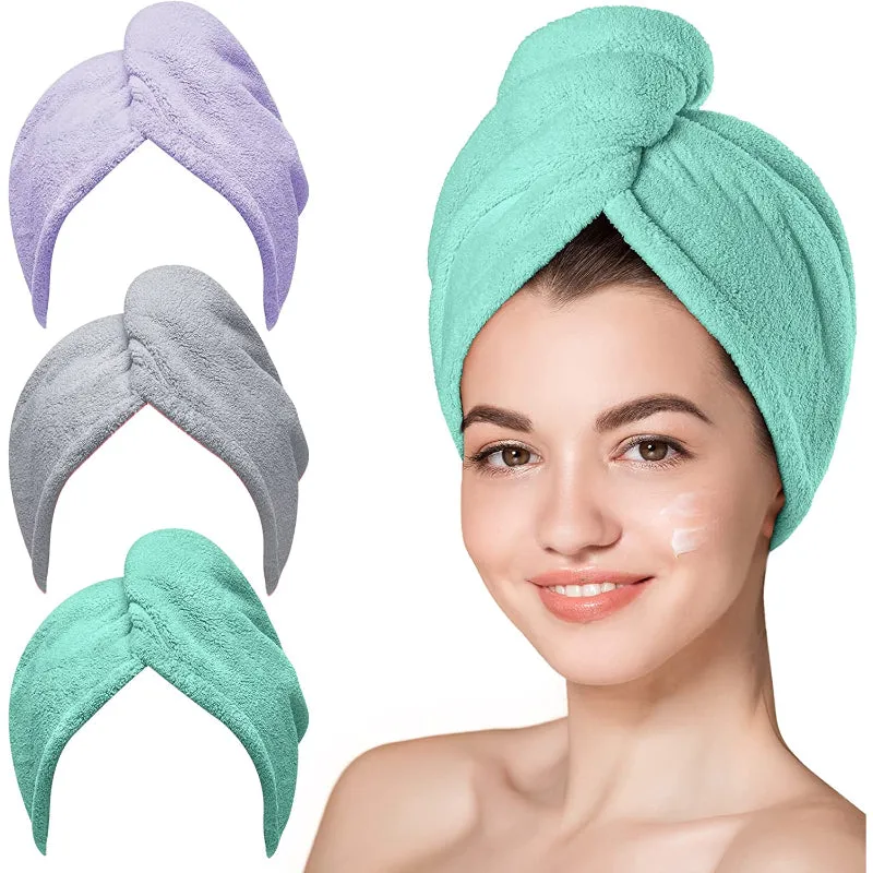 Microfiber Hair Towel, 3 Packs Hair Turbans For Wet Hair, Drying Hair Wrap Towels For Curly Hair Women Anti Frizz