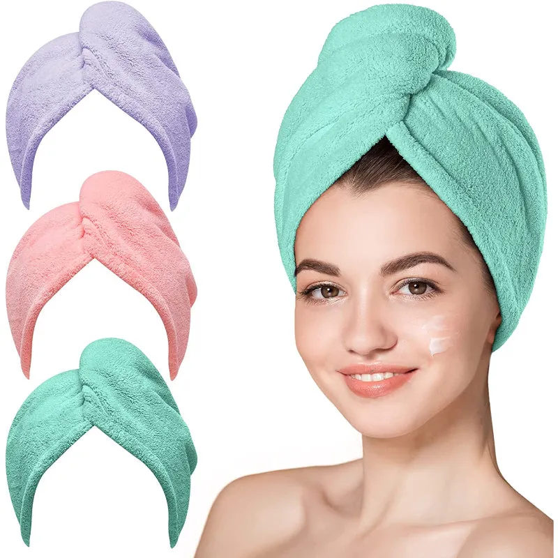 Microfiber Hair Towel, 3 Packs Hair Turbans For Wet Hair, Drying Hair Wrap Towels For Curly Hair Women Anti Frizz
