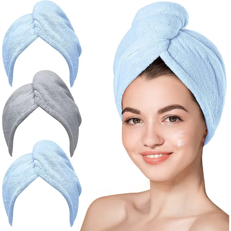Microfiber Hair Towel, 3 Packs Hair Turbans For Wet Hair, Drying Hair Wrap Towels For Curly Hair Women Anti Frizz